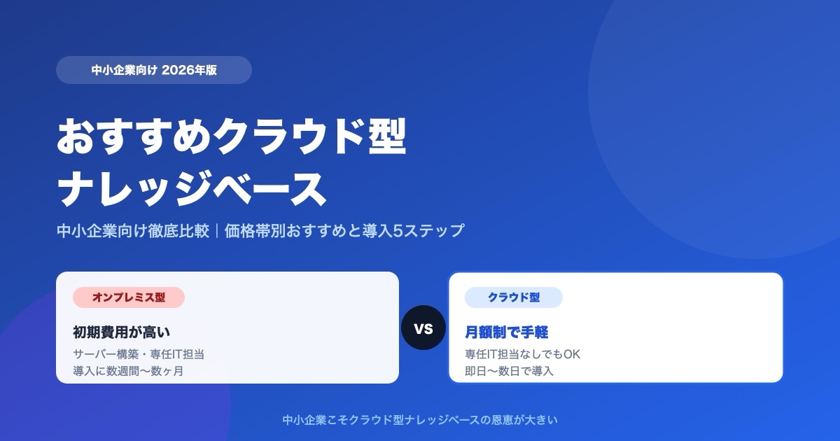 おすすめクラウド型ナレッジベース2026｜中小企業向け徹底比較