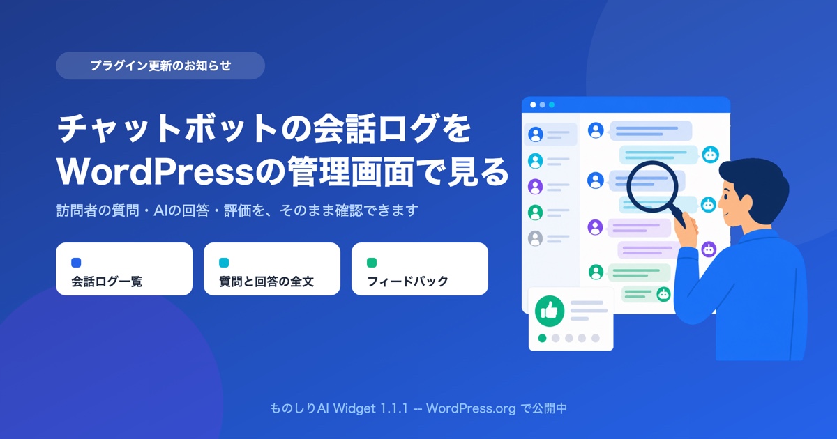 新功能公告图 现在可以在 WordPress 后台查看聊天机器人的对话记录